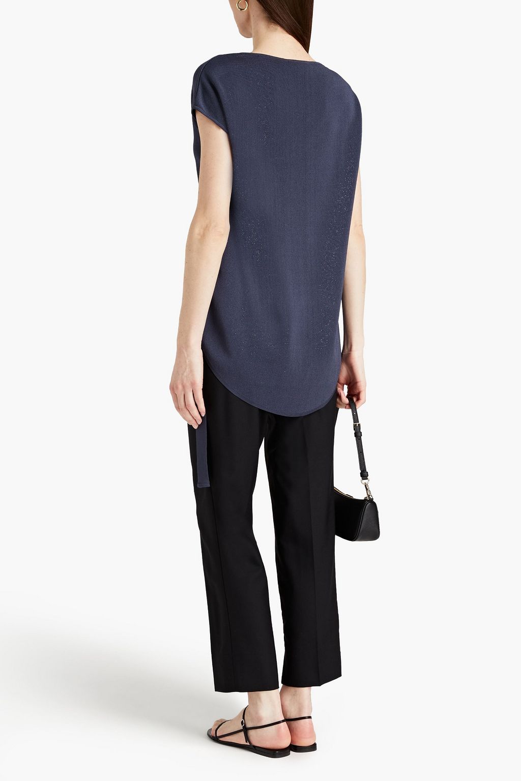GENTRYPORTOFINO Draped metallic stretch-knit top