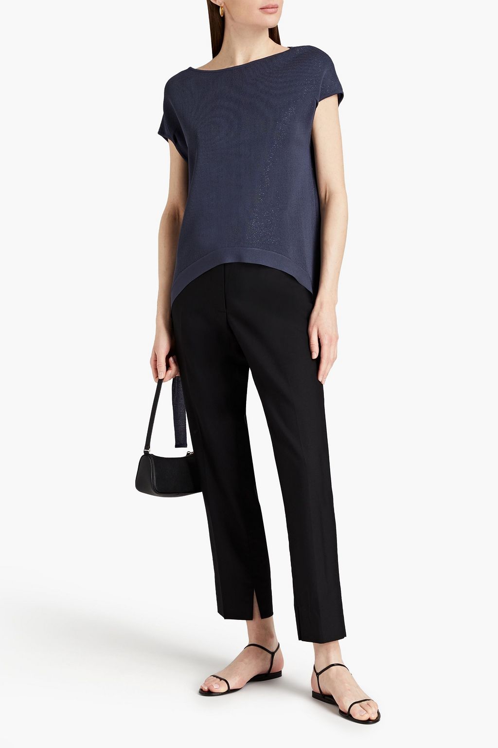GENTRYPORTOFINO Draped metallic stretch-knit top