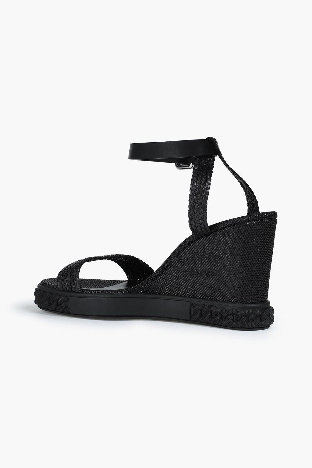 CASADEI Smooth and braided leather wedge sandals