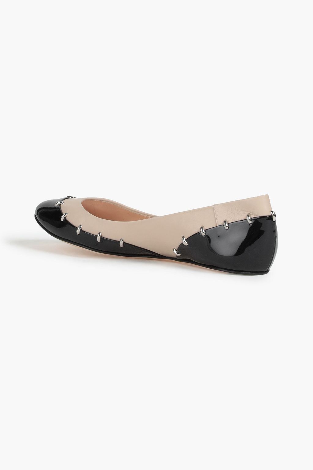 CASADEI Studded smooth and patent-leather ballet flats