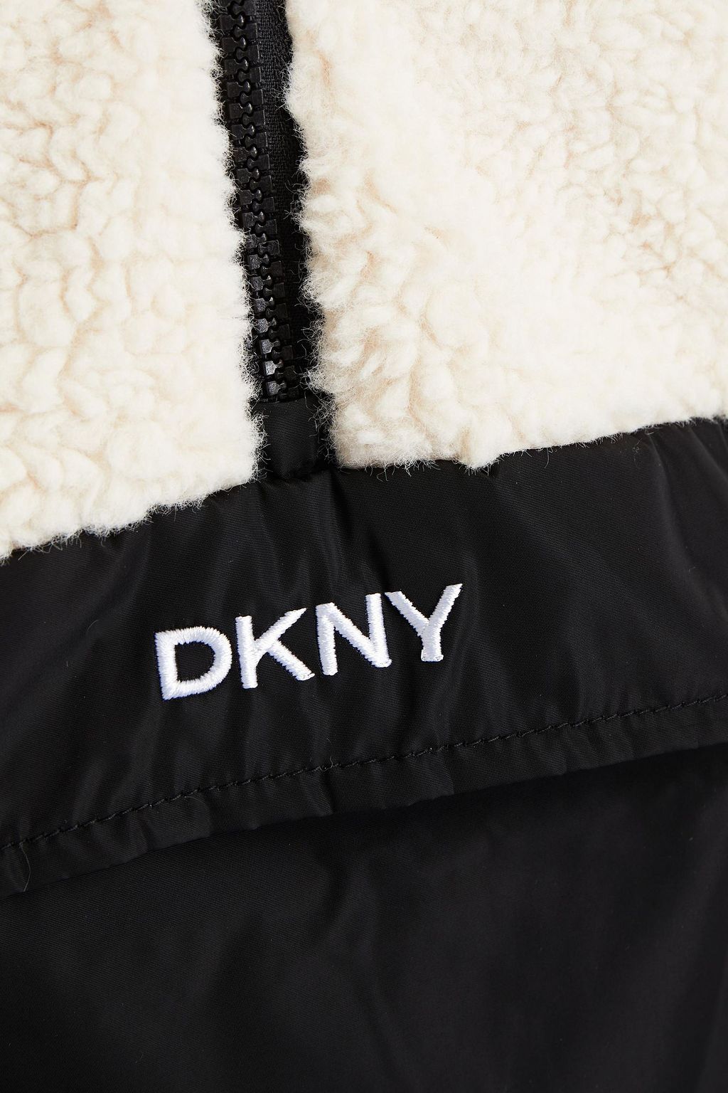 DKNY Shell-paneled two-tone faux shearling jacket