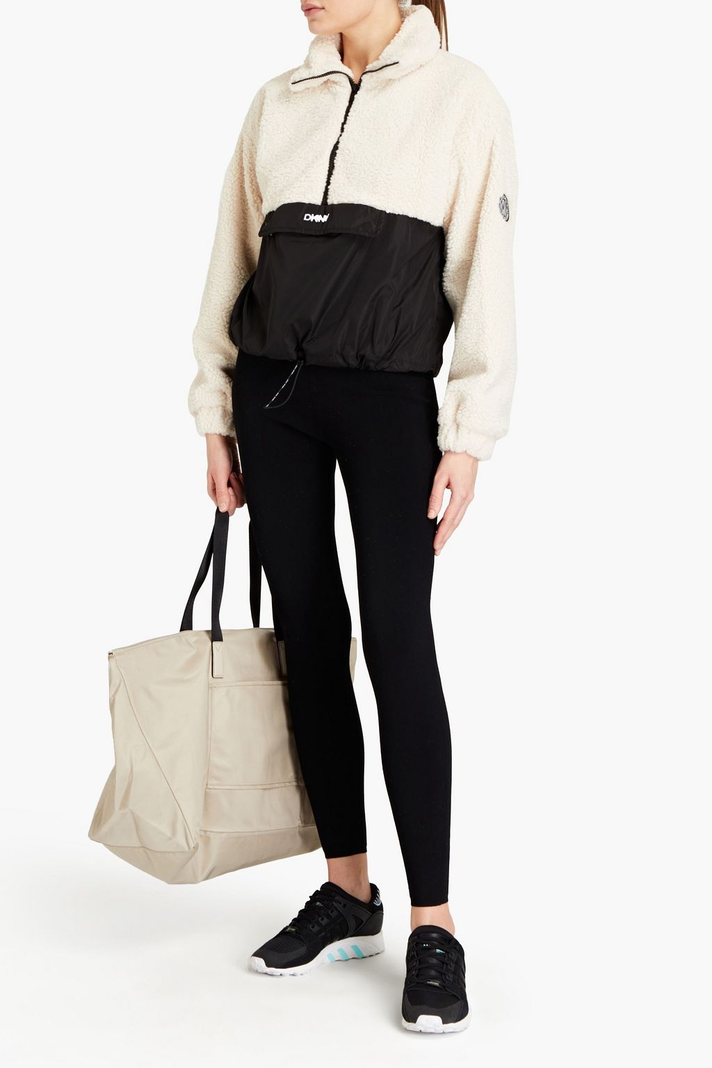 DKNY Shell-paneled two-tone faux shearling jacket