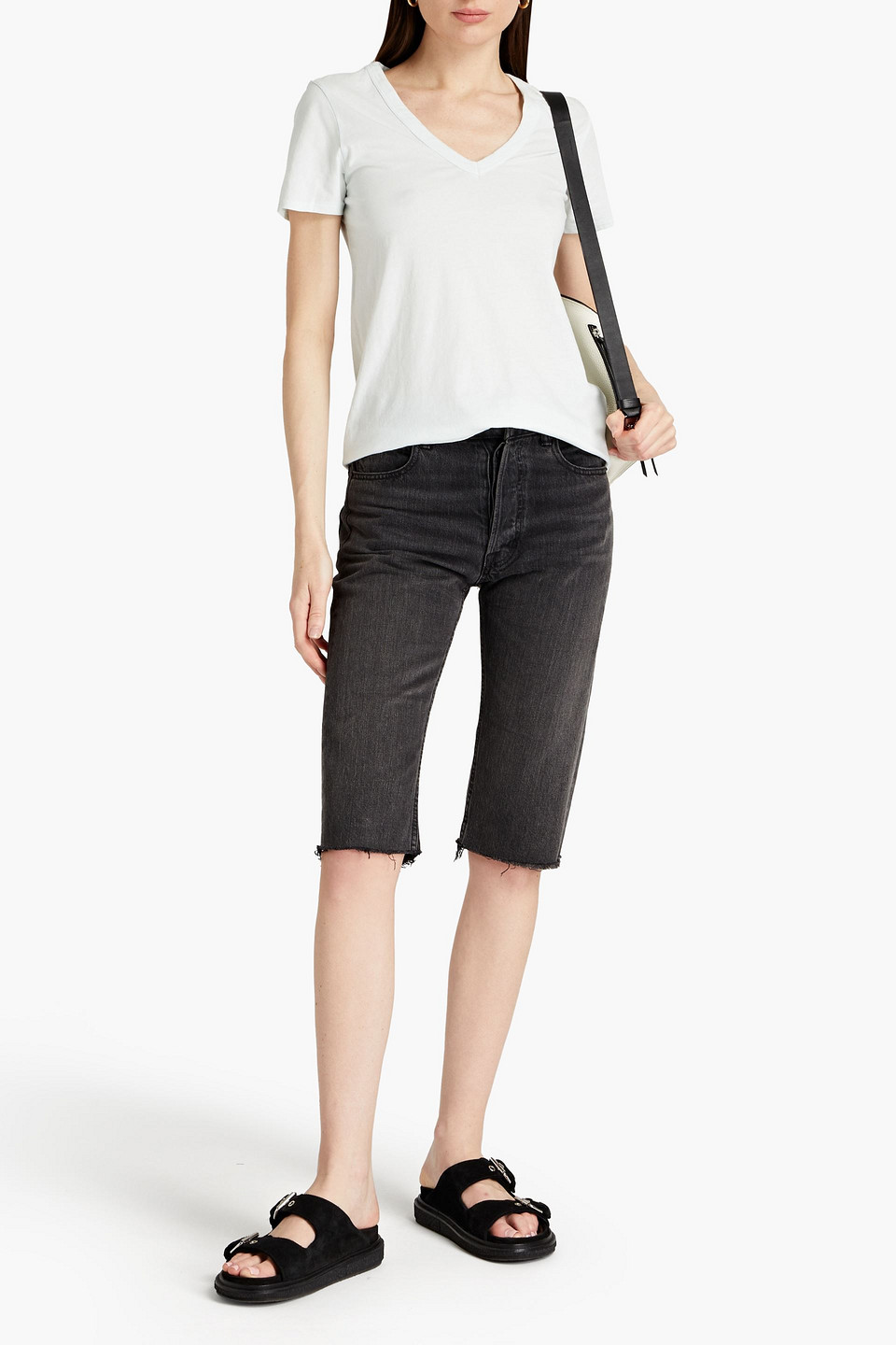 Rag & Bone The Vee Slub Pima Cotton-jersey T-shirt In Mint