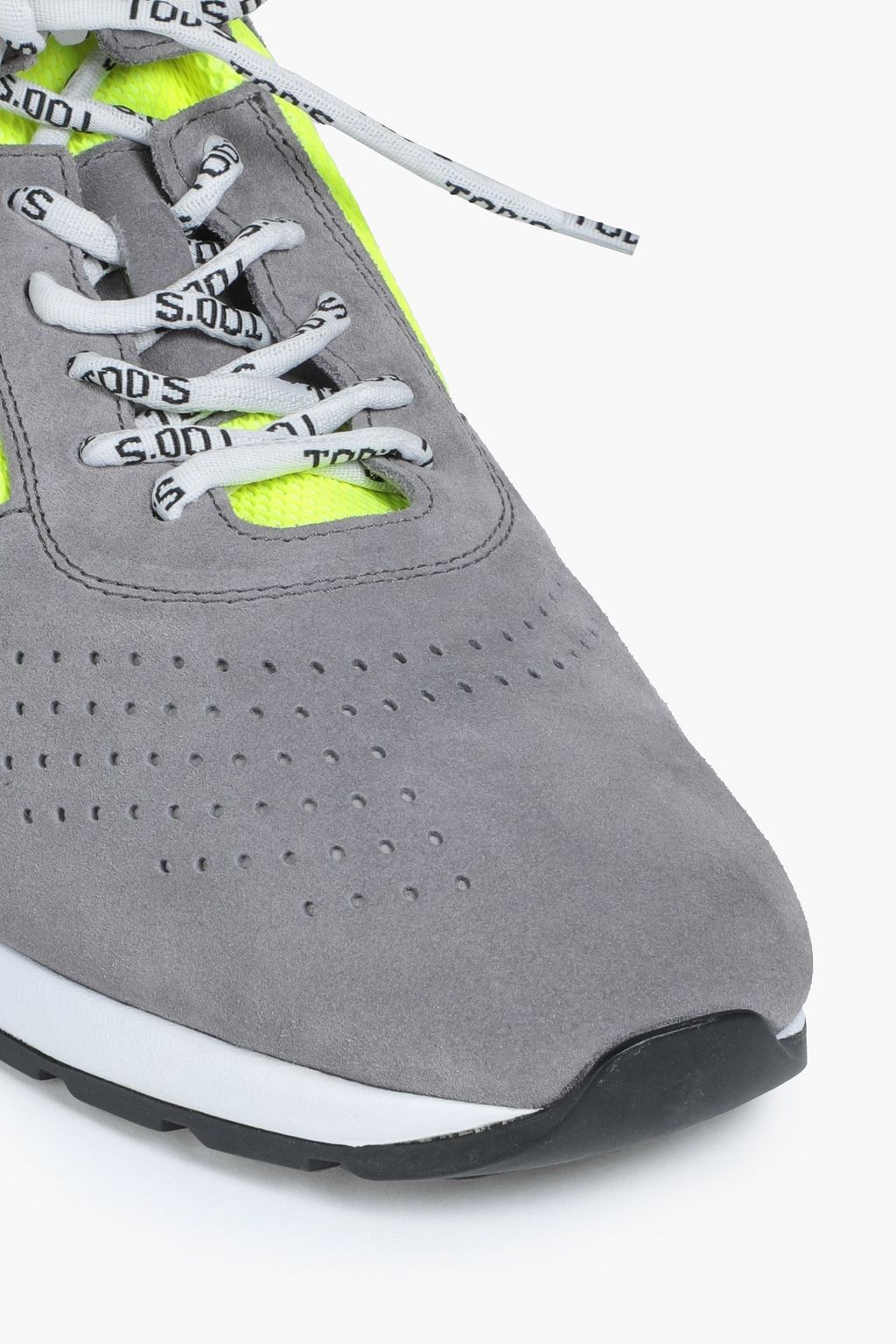 TOD'S Allacciato perforated mesh and suede sneakers