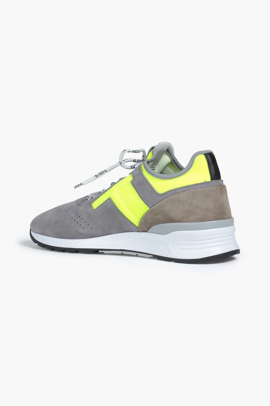 TOD'S Allacciato perforated mesh and suede sneakers