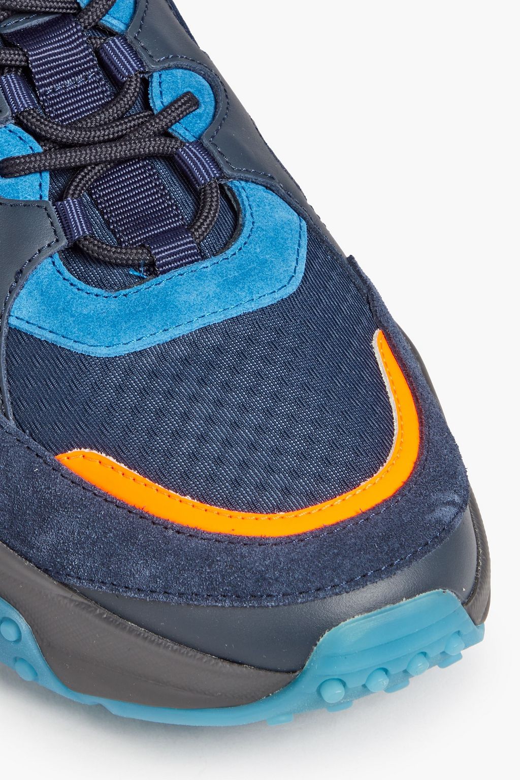 TOD'S Neon suede-trimmed leather and mesh sneakers