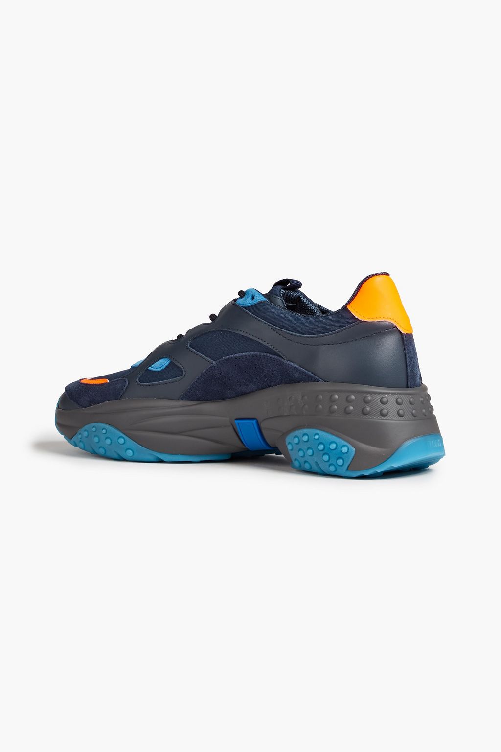 TOD'S Neon suede-trimmed leather and mesh sneakers