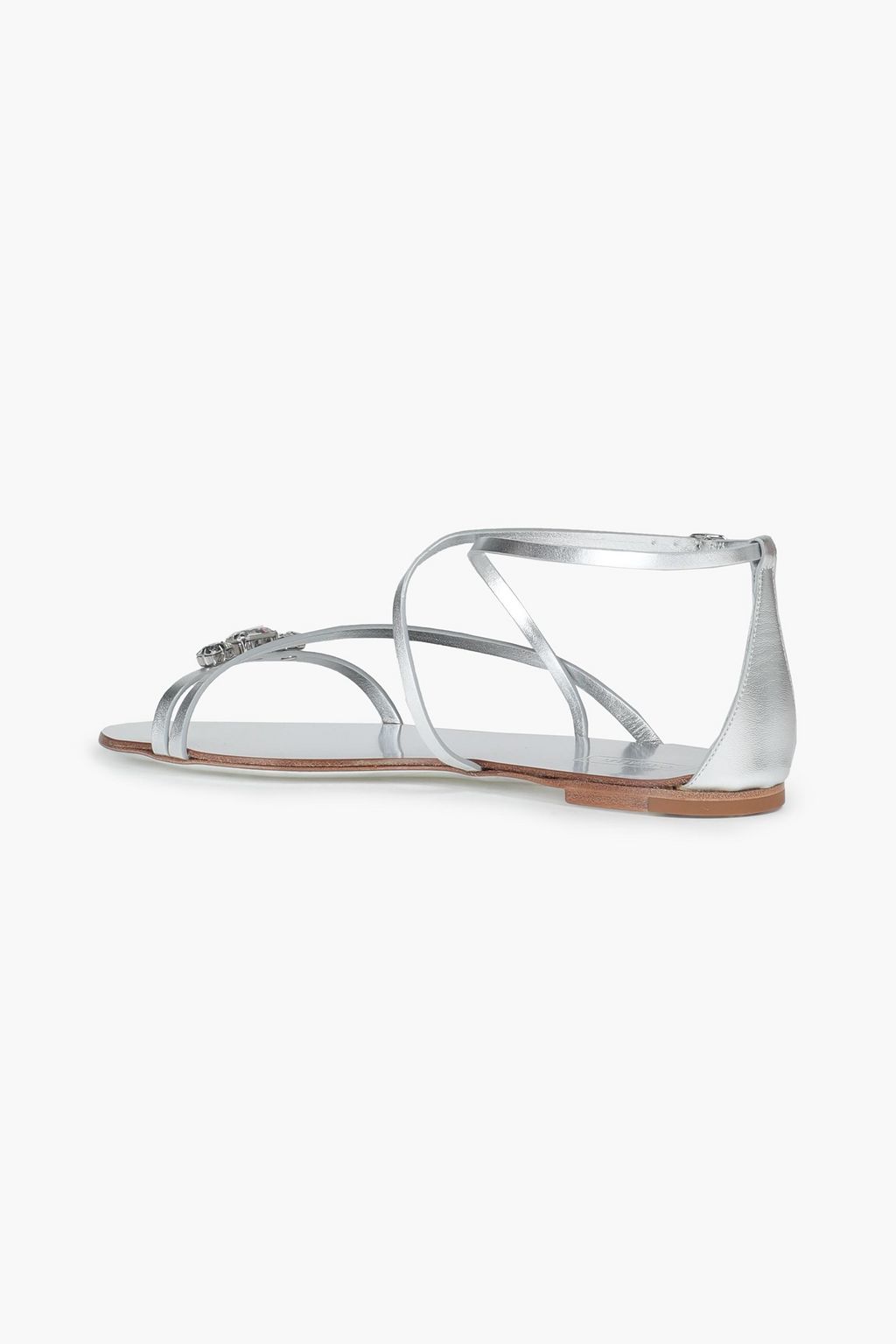 CASADEI Crystal-embellished metallic leather sandals