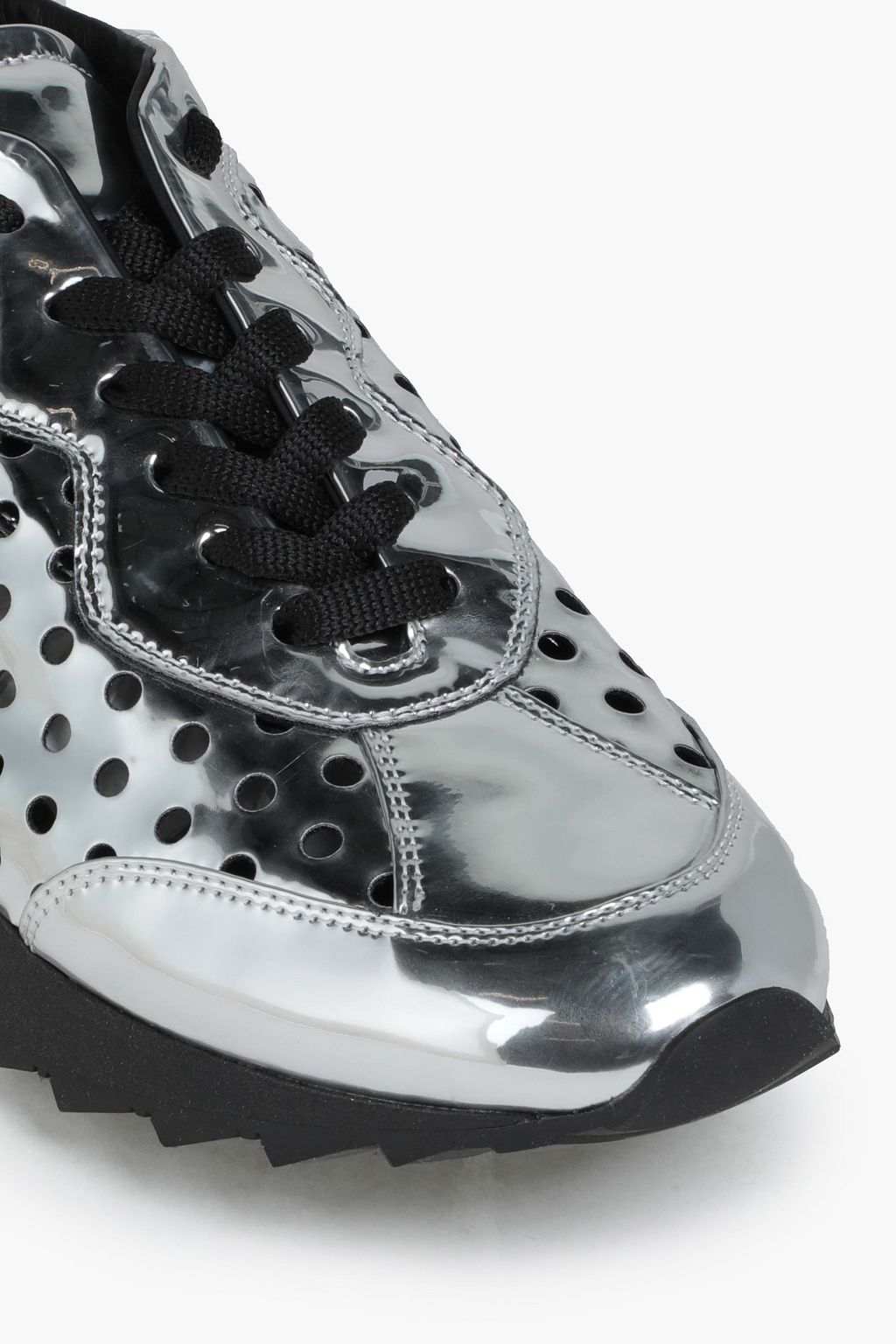 CASADEI Perforated mirrored-leather sneakers