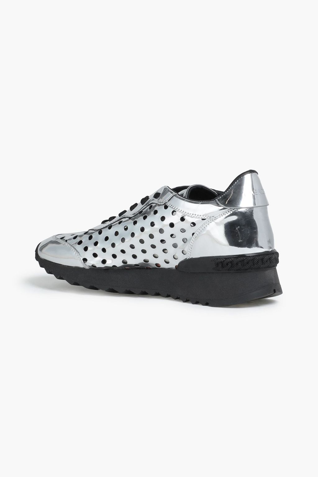 CASADEI Perforated mirrored-leather sneakers