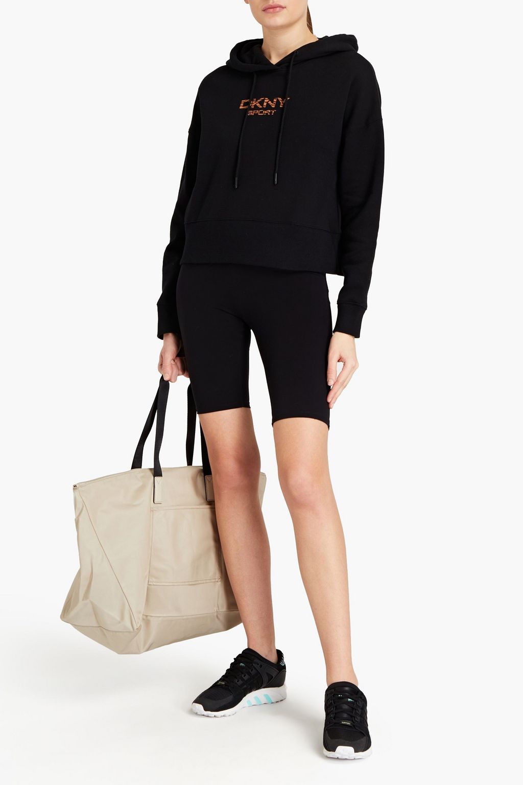 DKNY Printed cotton-blend fleece hoodie