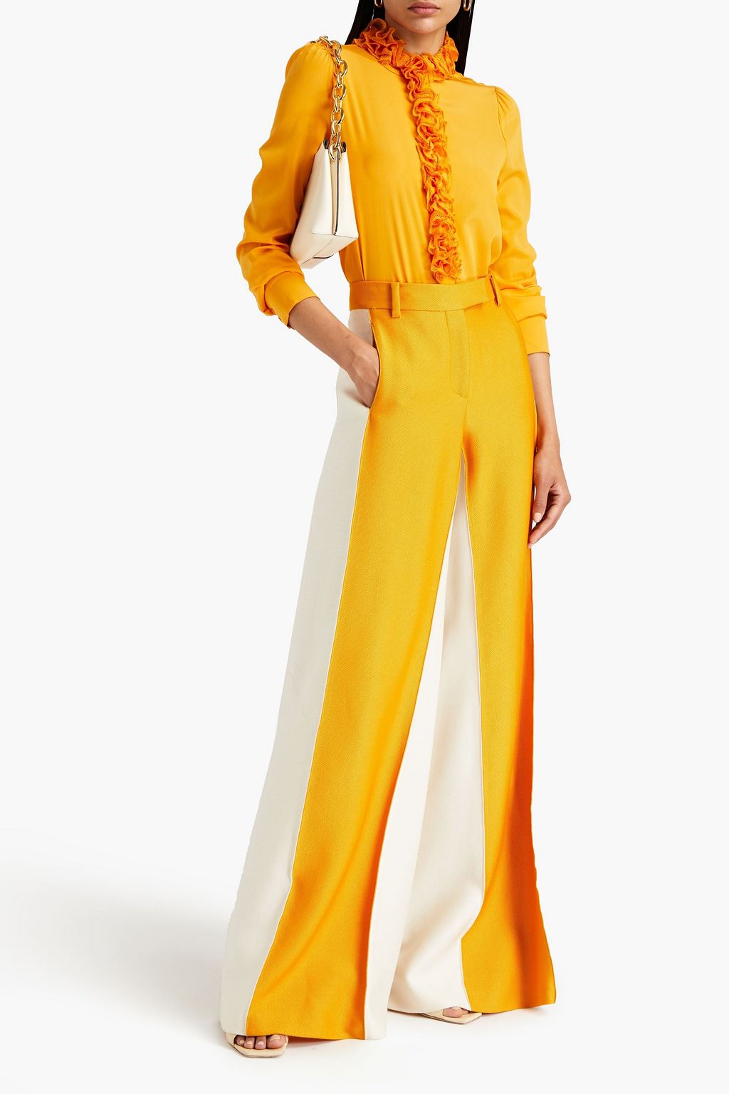 MISSONI Ruffled stretch-silk crepe shirt