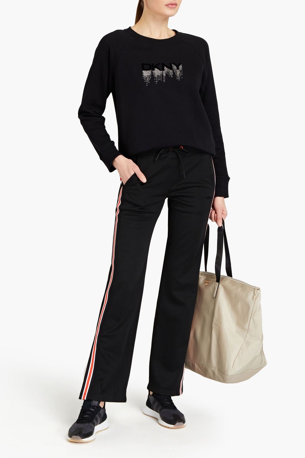 DKNY Striped jersey track pants