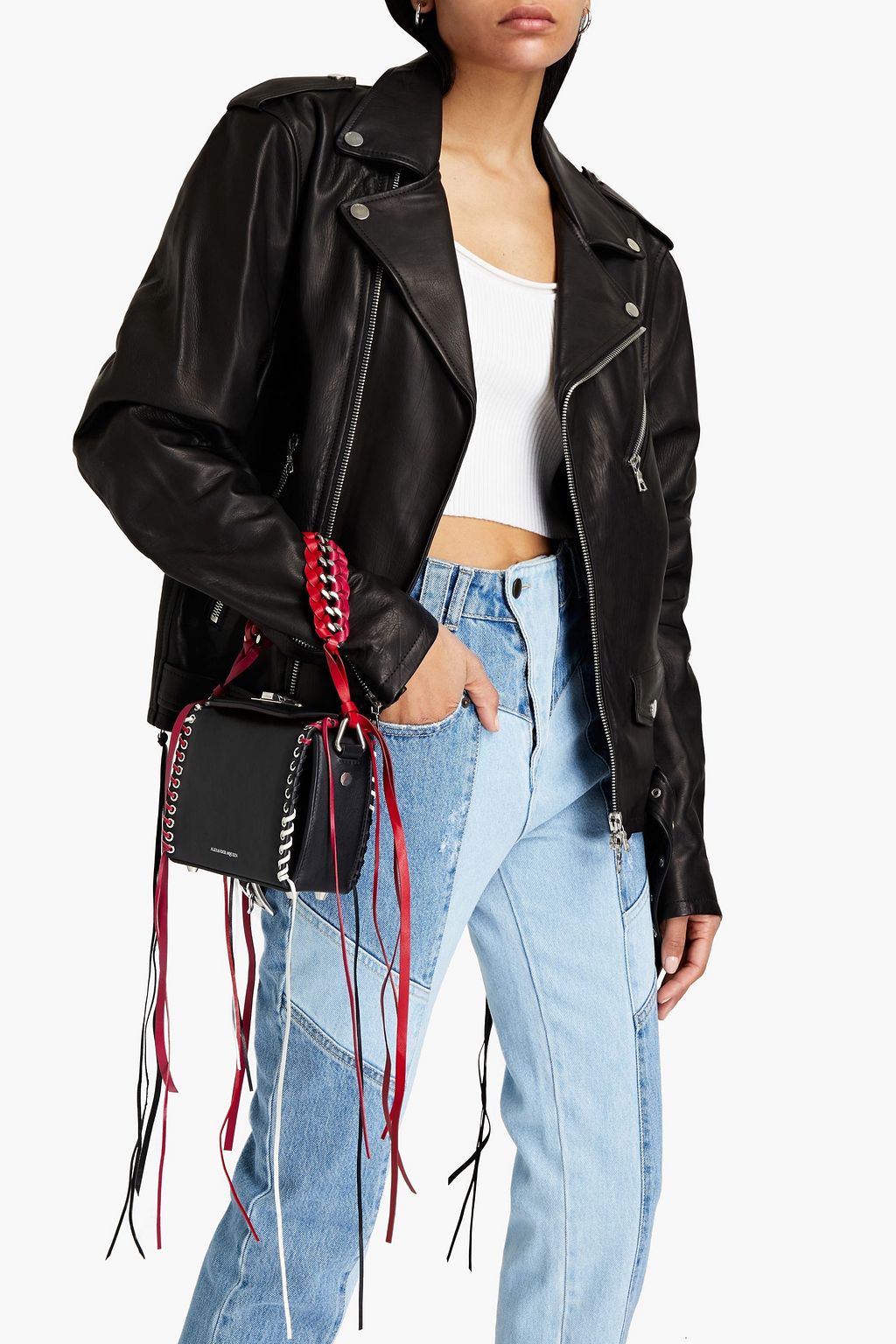 MCQUEEN Lace-up leather clutch