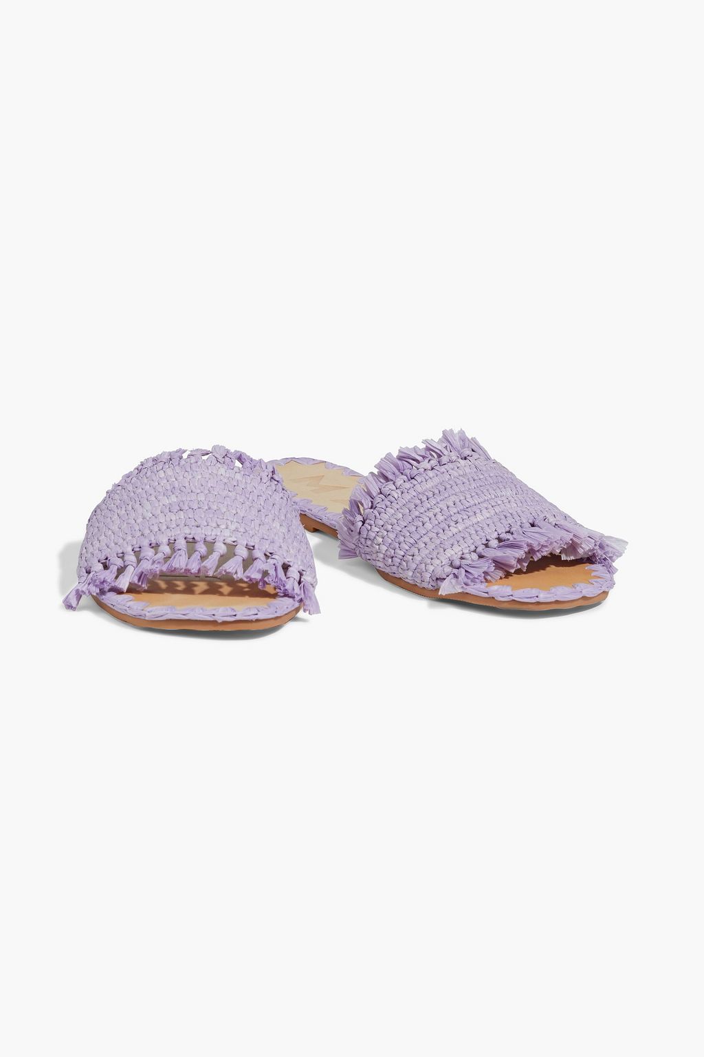 MANEBÍ Fringed raffia slides