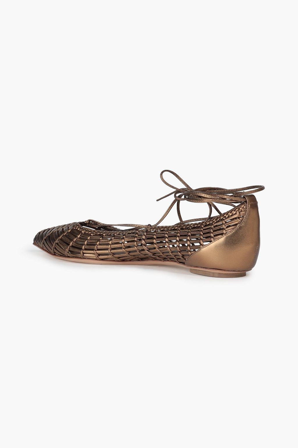 CASADEI Metallic woven leather point-toe flats