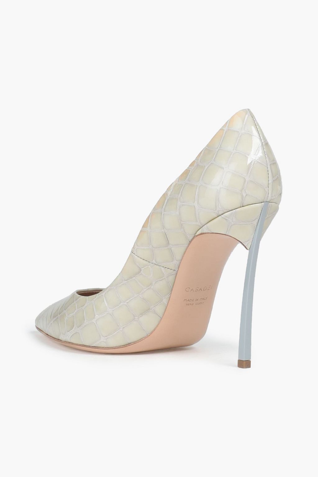 CASADEI Glossed croc-effect leather pumps