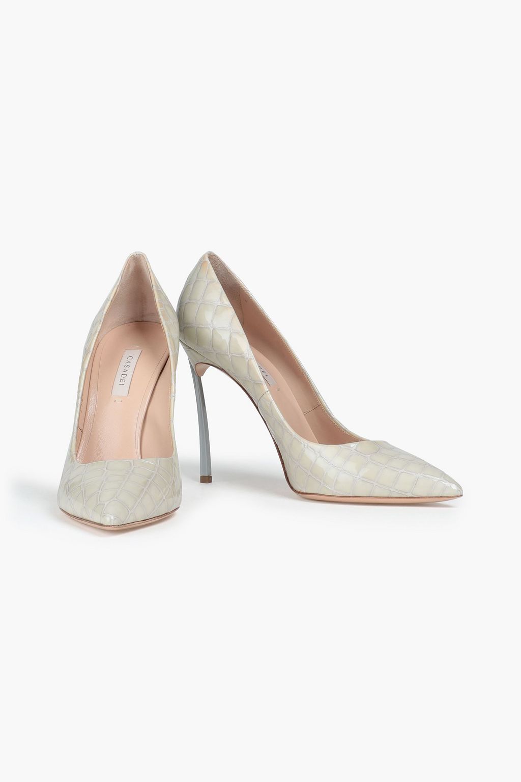 CASADEI Glossed croc-effect leather pumps