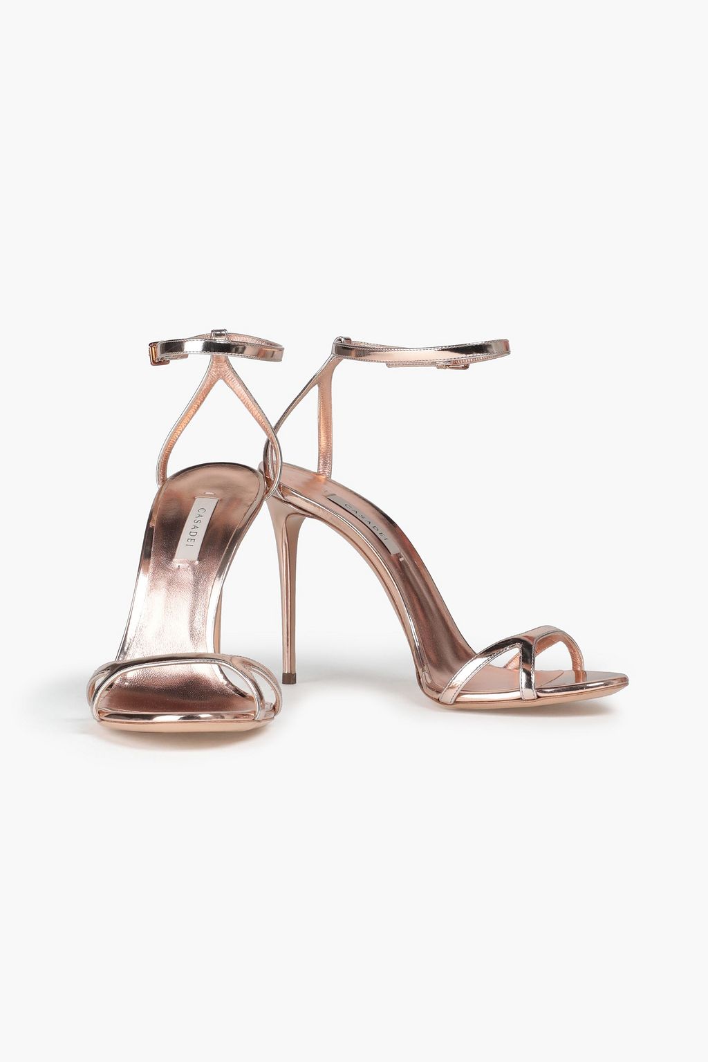 CASADEI Cutout mirrored-leather sandals