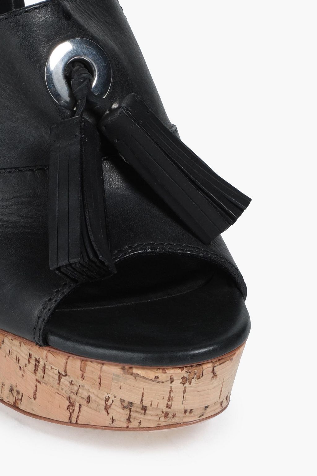 CASADEI Tasseled leather platform mules