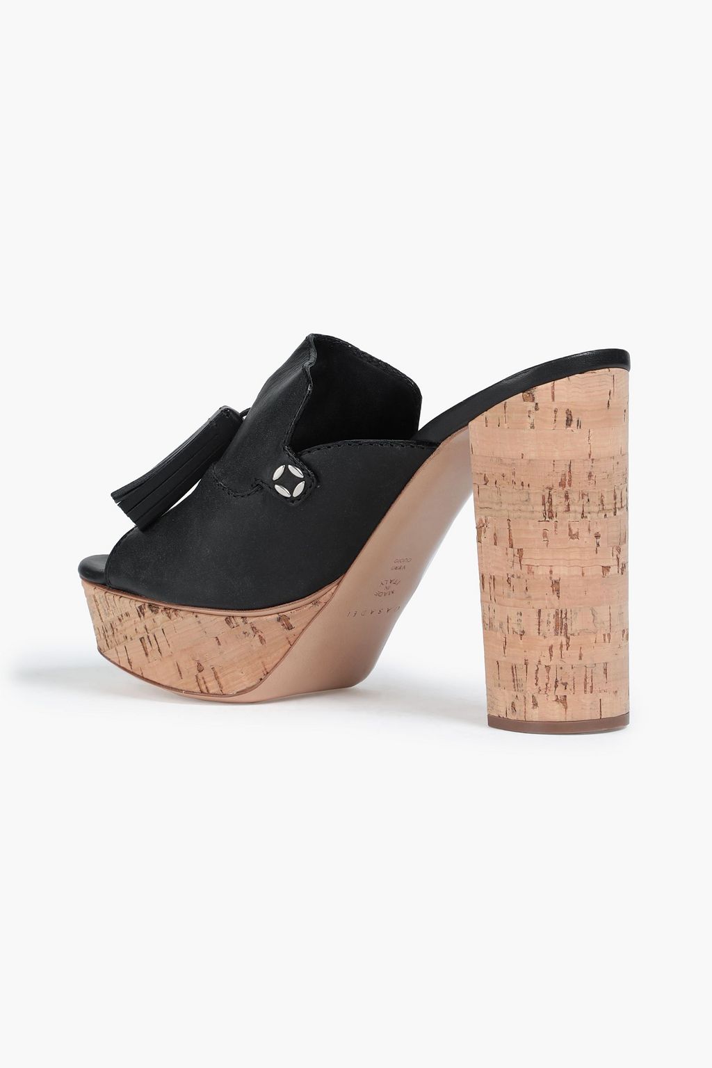 CASADEI Tasseled leather platform mules