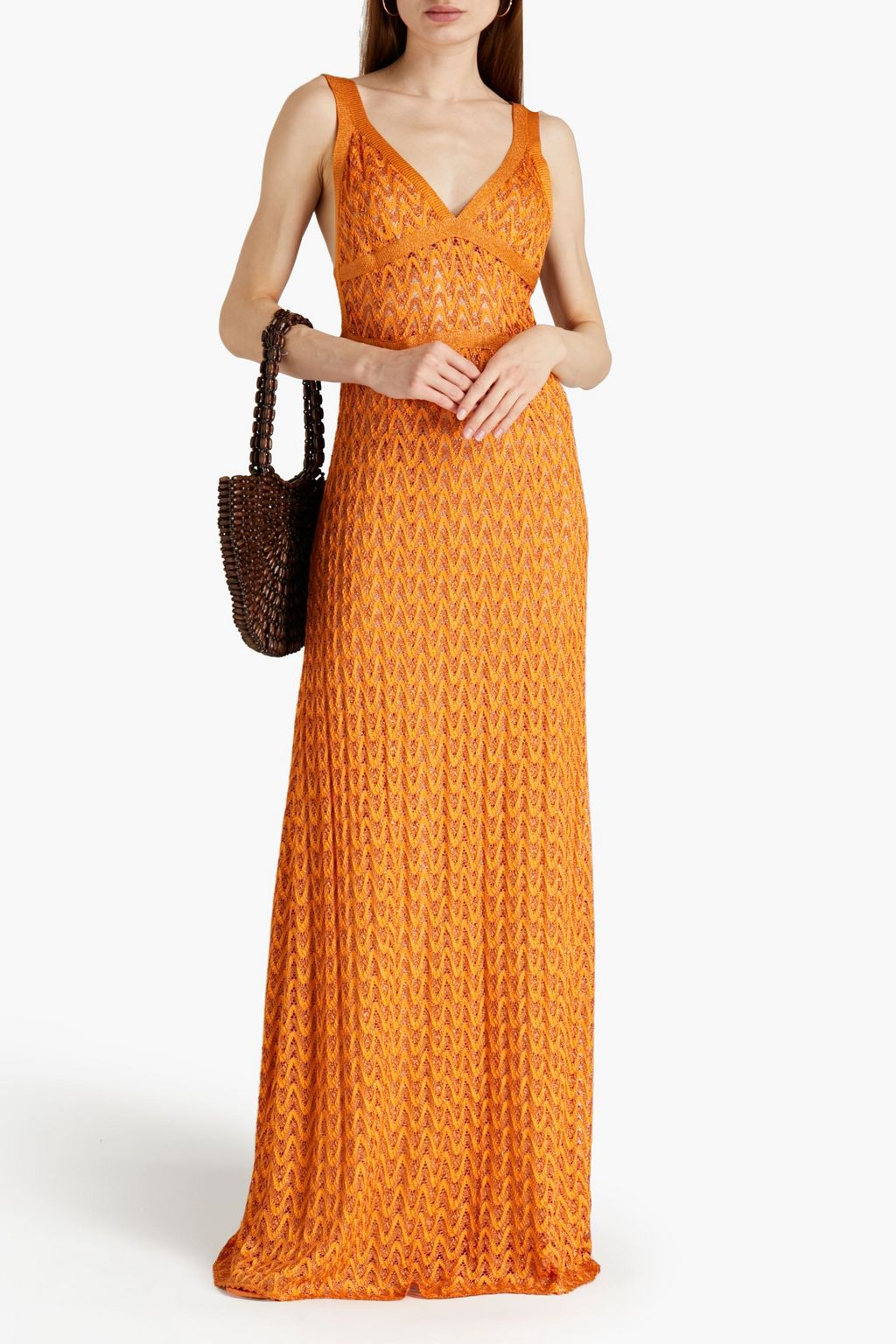 MISSONI Metallic crochet-knit maxi dress