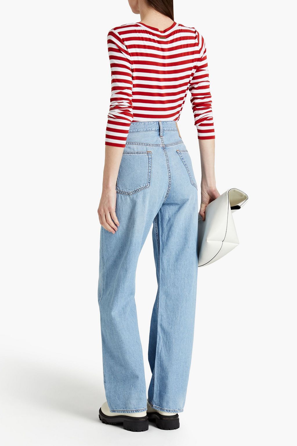 RAG & BONE Logan faded high-rise wide-leg jeans | THE OUTNET