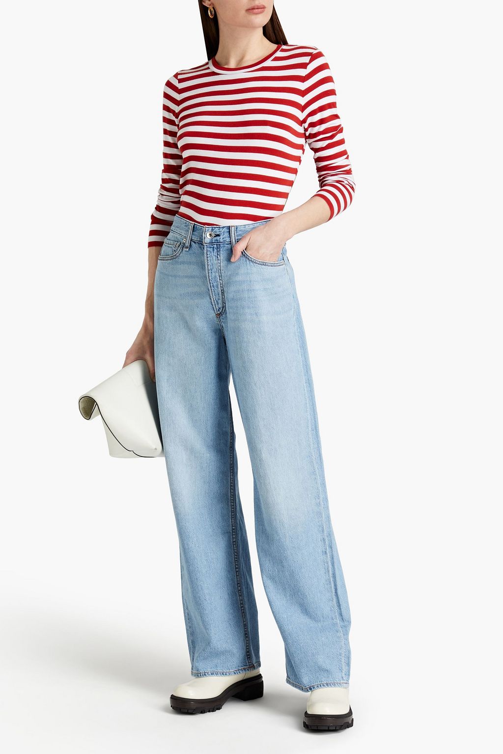 RAG & BONE Logan faded high-rise wide-leg jeans