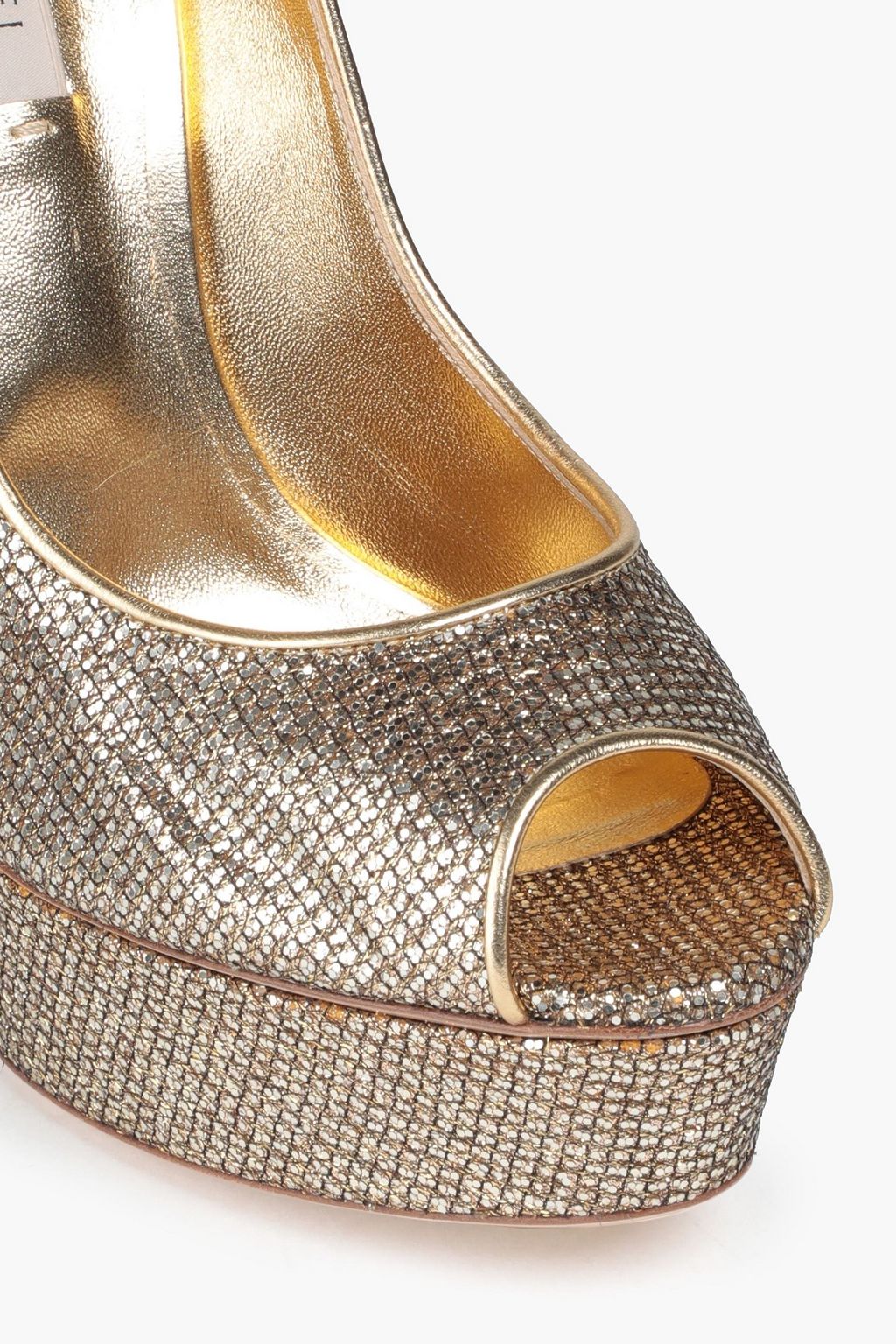 CASADEI Glittered fishnet platform pumps