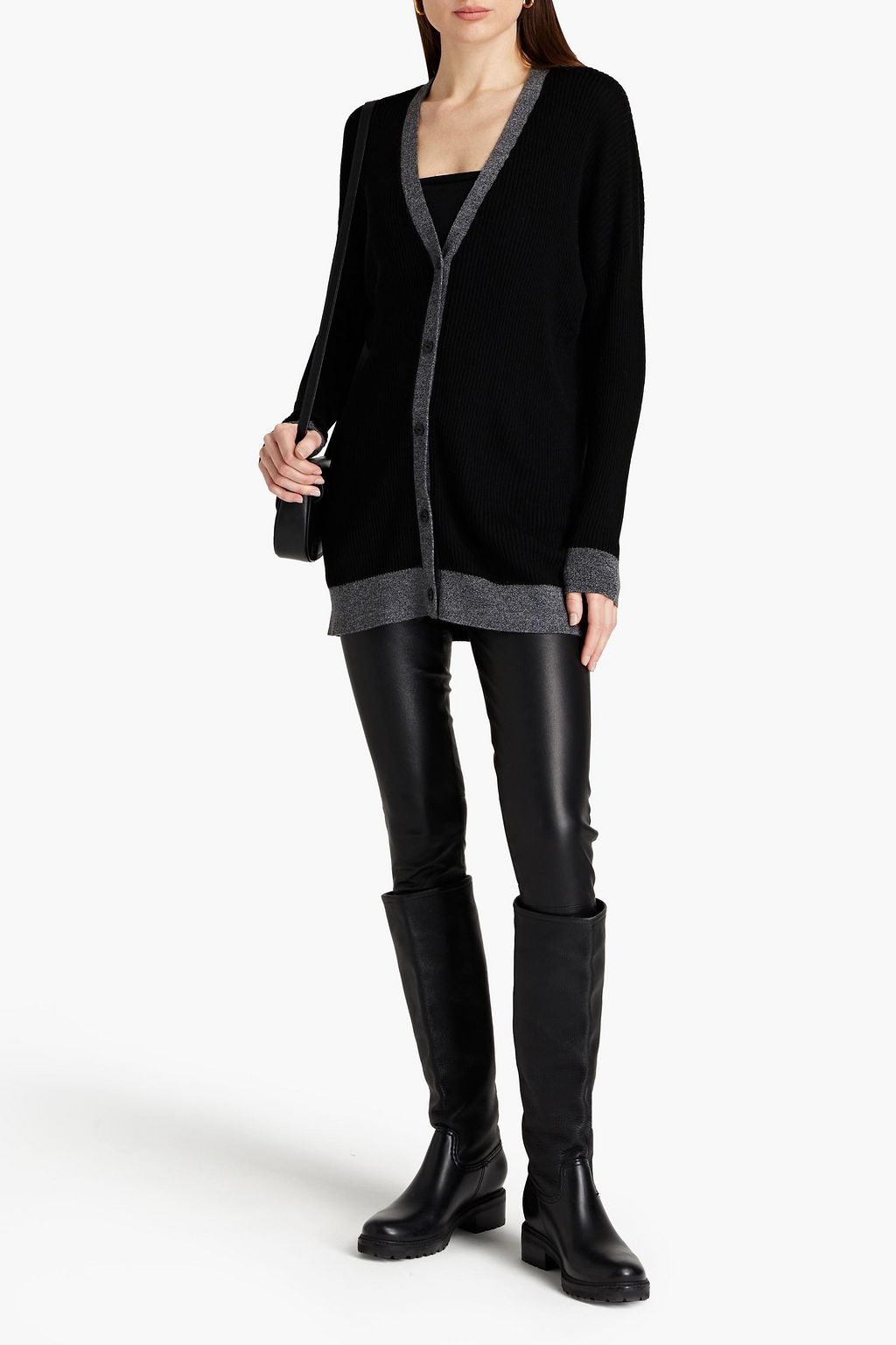 RAG & BONE Ribbed two-tone merino wool cardigan