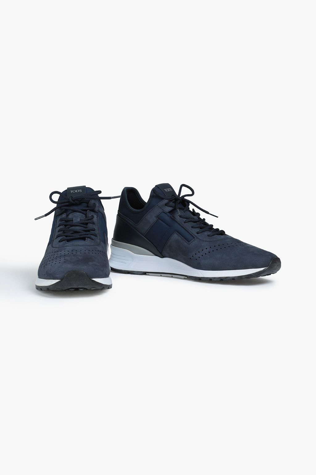 TOD'S Perforated neoprene and suede sneakers