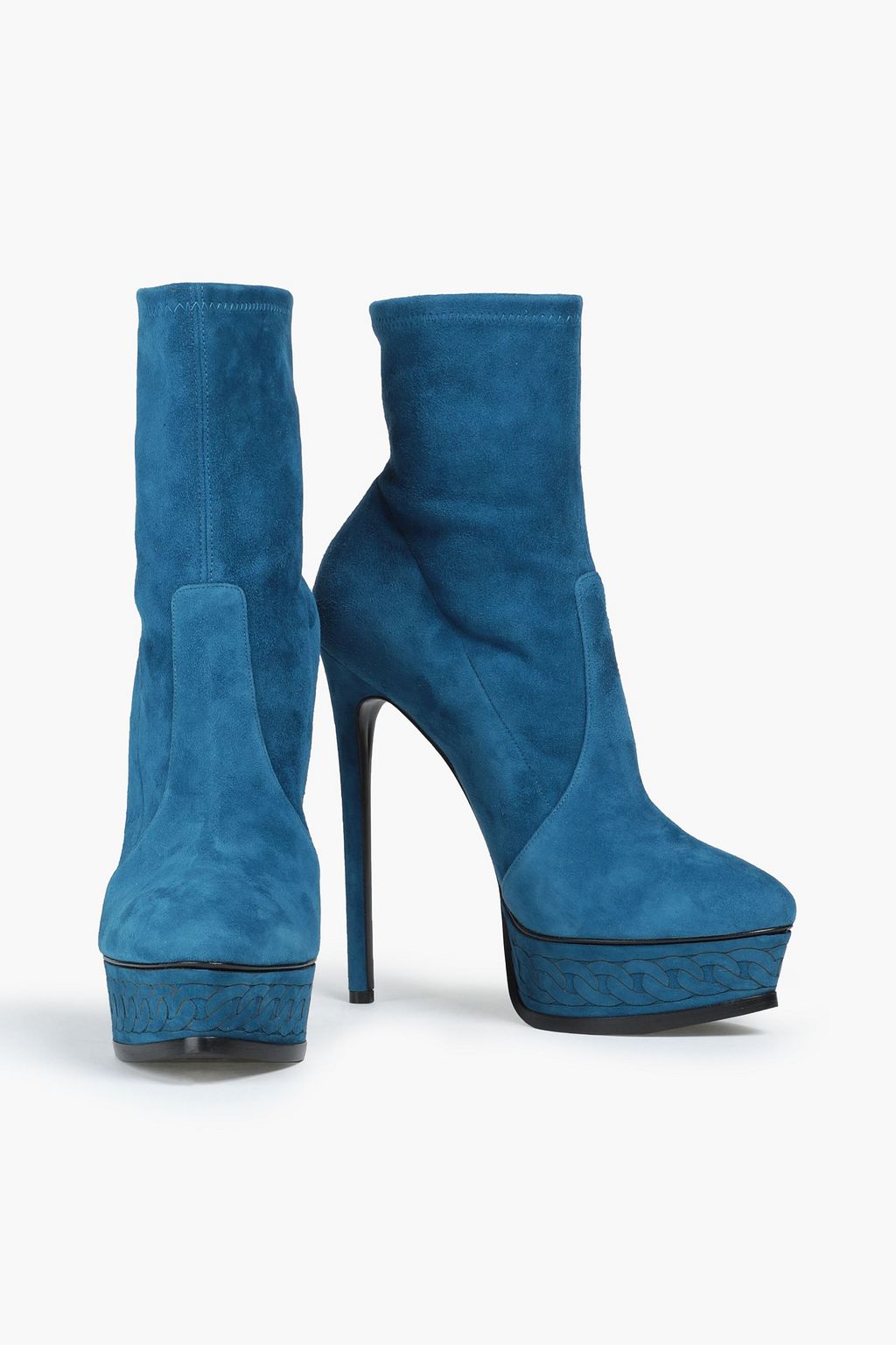 CASADEI Embossed suede platform ankle boots