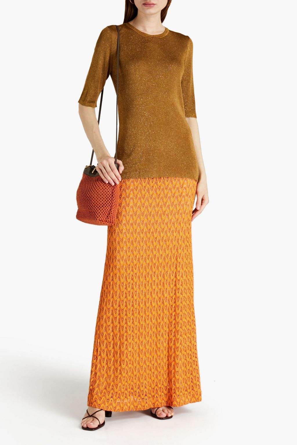 MISSONI Metallic crochet-knit maxi skirt