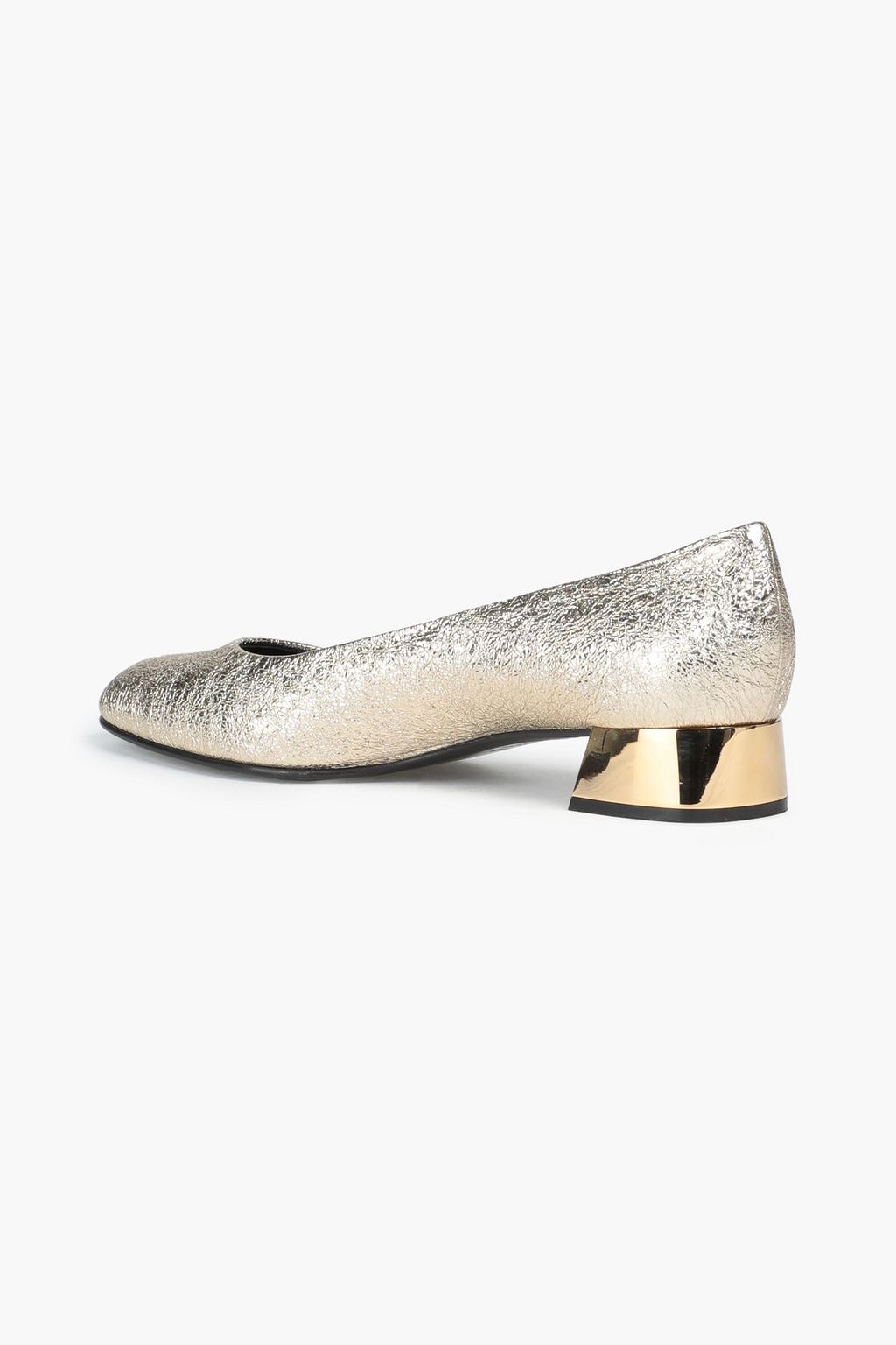 CASADEI Metallic cracked-leather point-toe flats