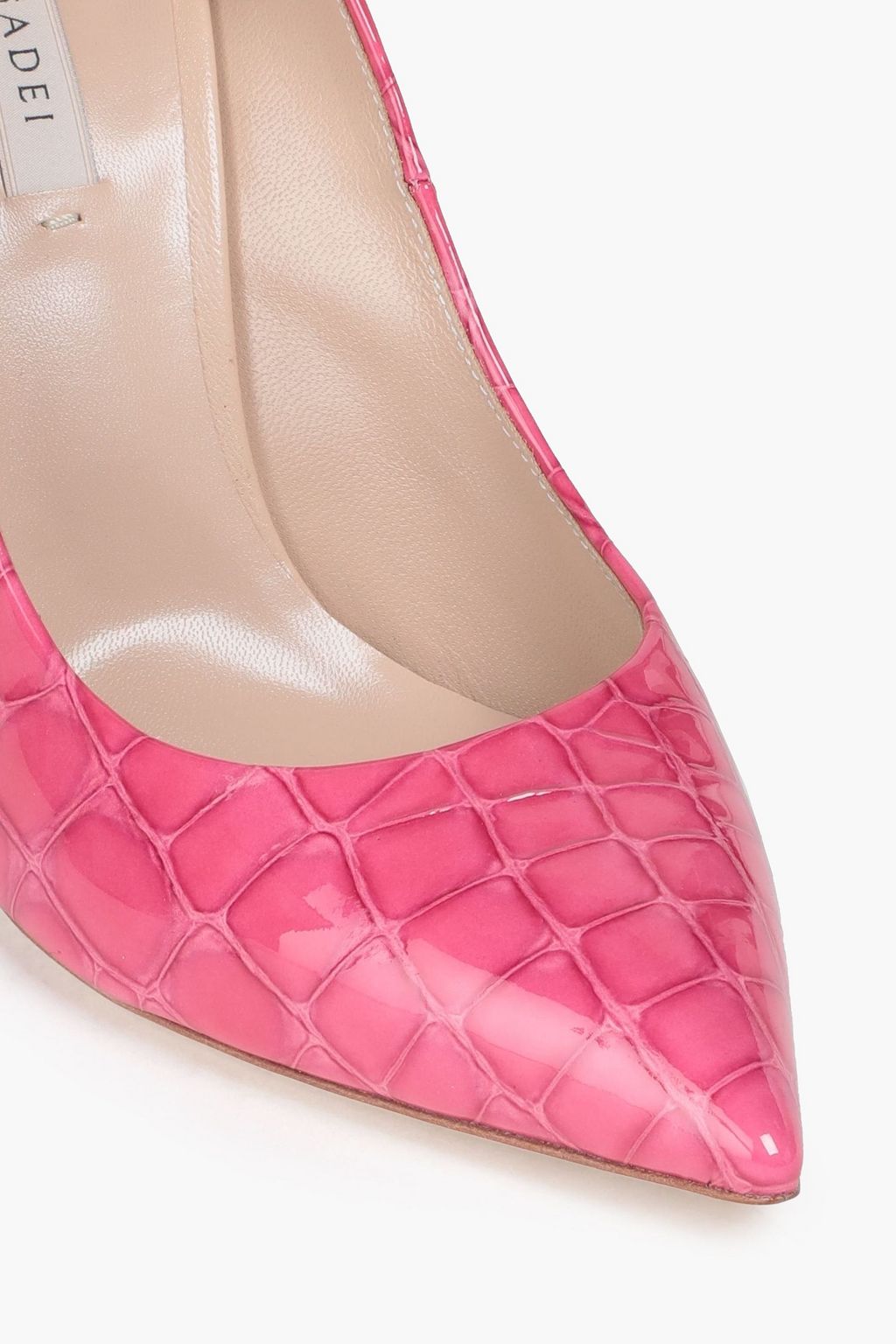 CASADEI Glossed croc-effect leather pumps