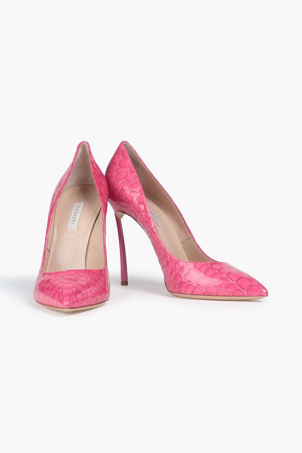CASADEI Glossed croc-effect leather pumps