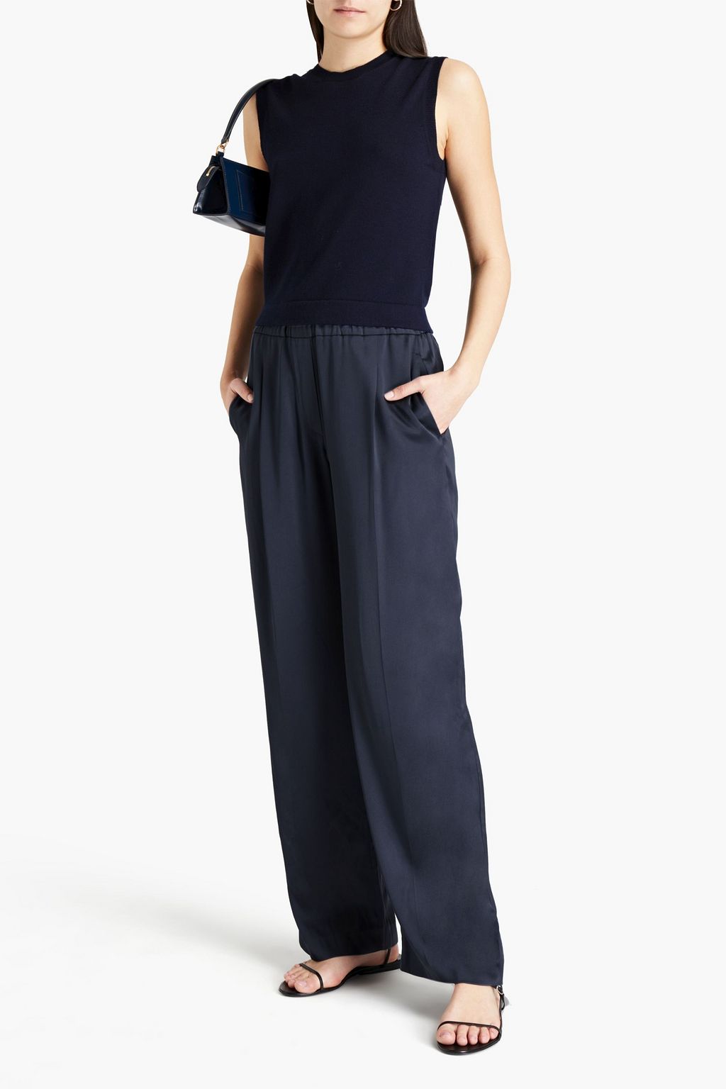 BRUNELLO CUCINELLI Silk-blend satin wide-leg pants