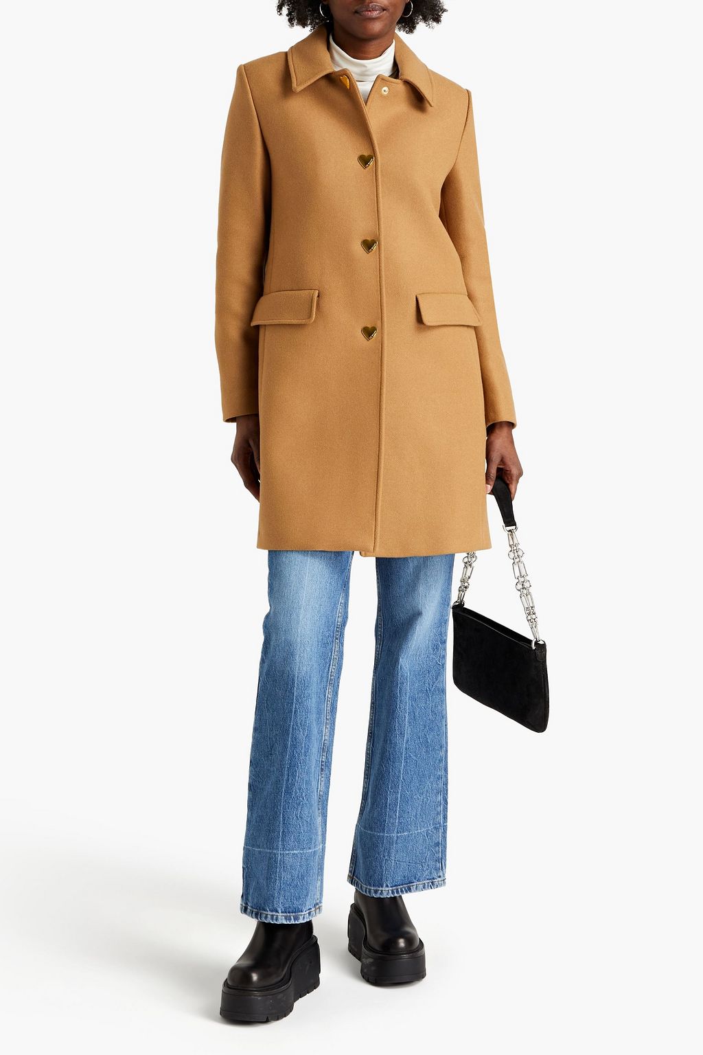 LOVE MOSCHINO Brushed wool-blend felt coat