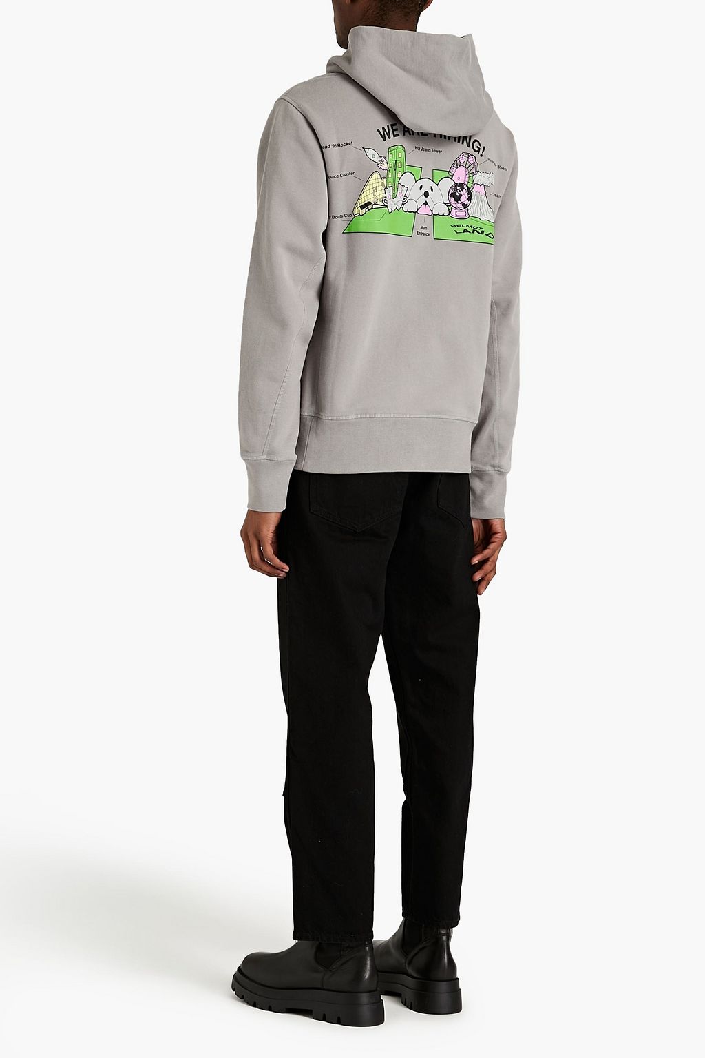 HELMUT LANG Printed cotton-fleece hoodie