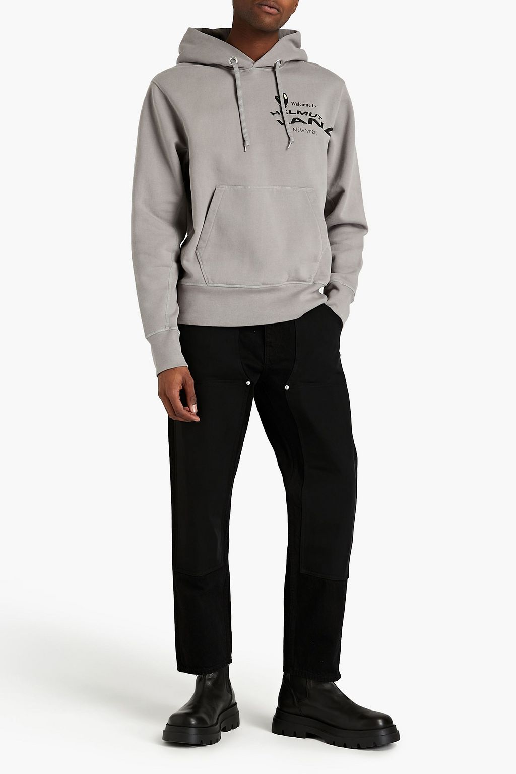 HELMUT LANG Printed cotton-fleece hoodie