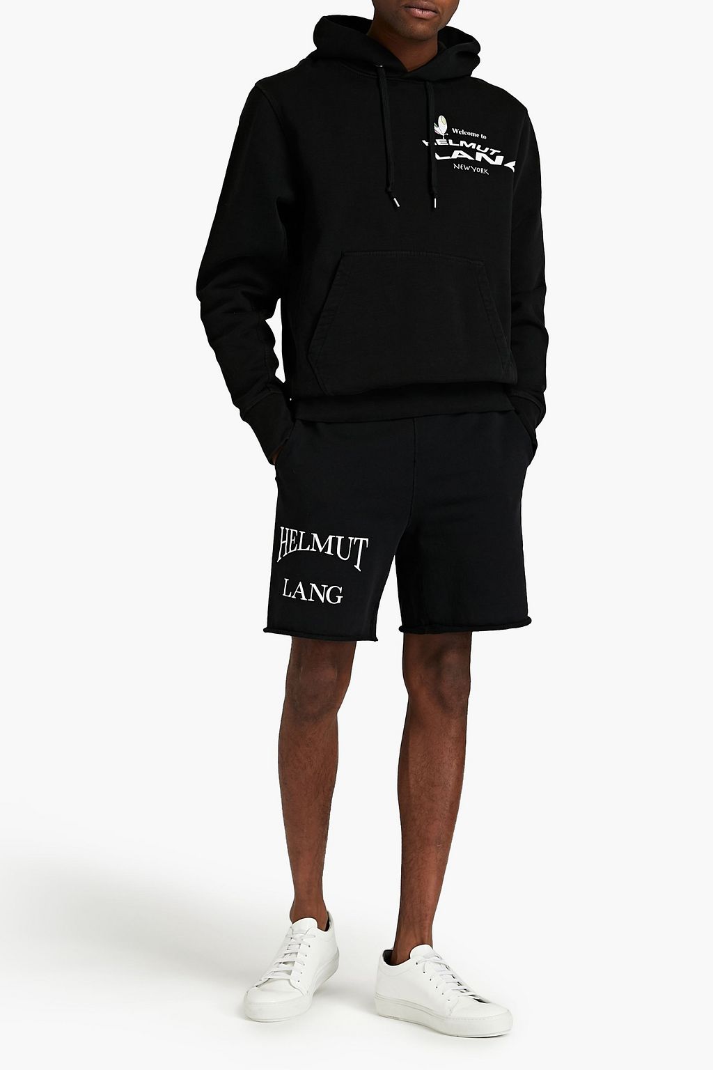 HELMUT LANG Printed cotton-fleece hoodie