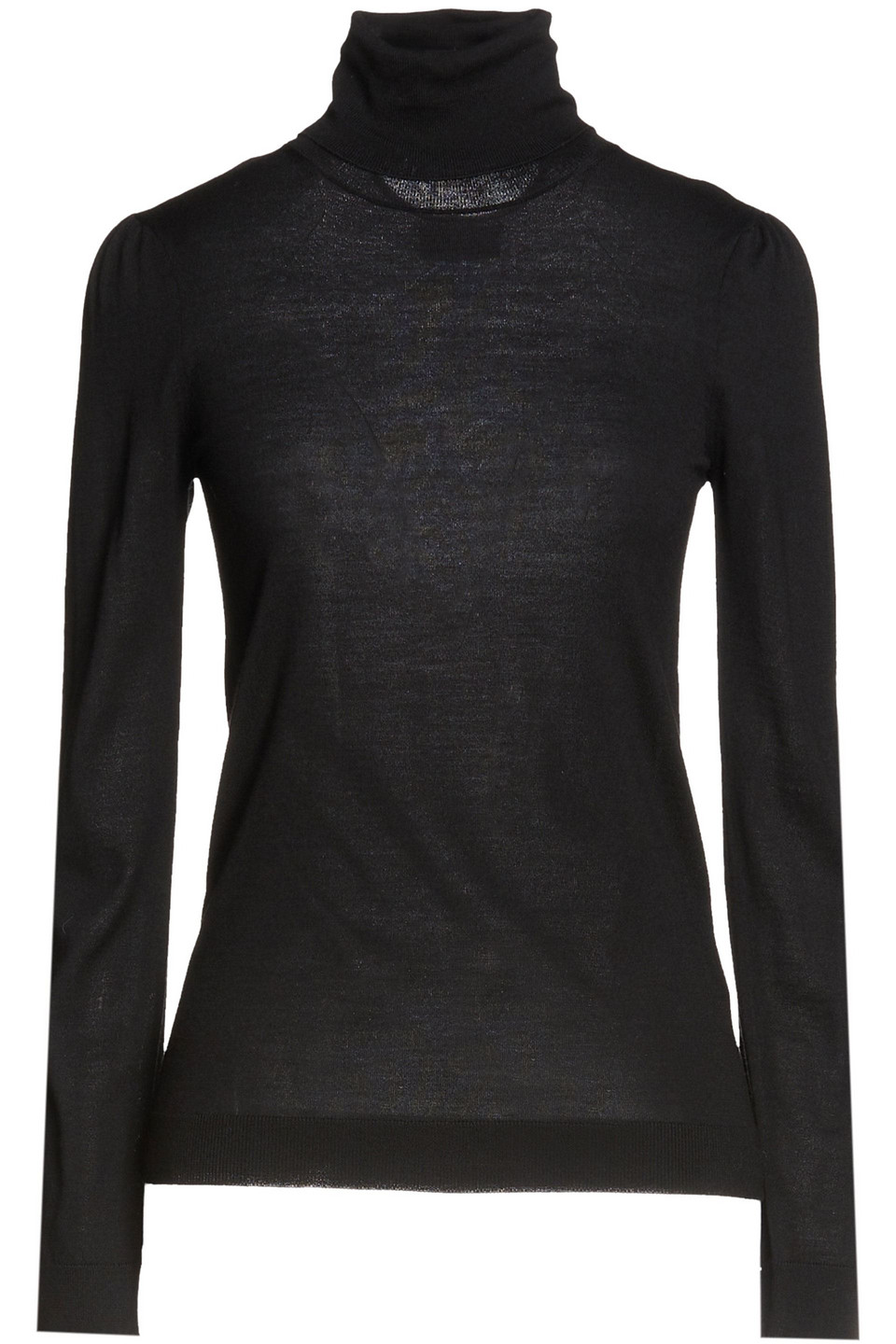 Redvalentino Woman Point D'esprit-trimmed Wool Silk And Cashmere-blend Turtleneck Sweater Black Size S