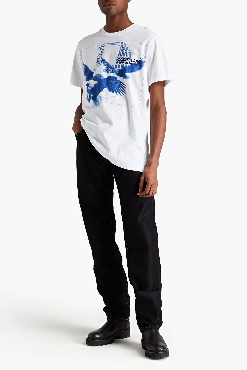 HELMUT LANG Embroidered printed cotton-jersey T-shirt