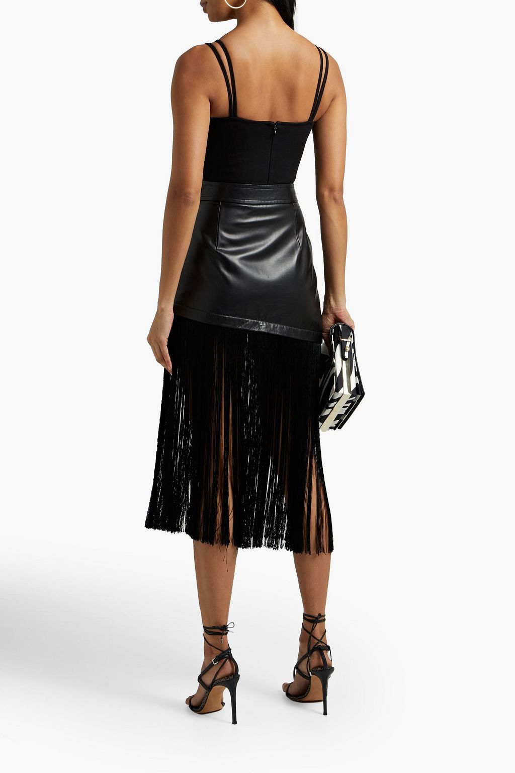 NICHOLAS Ring-embellished pleated ponte bodysuit