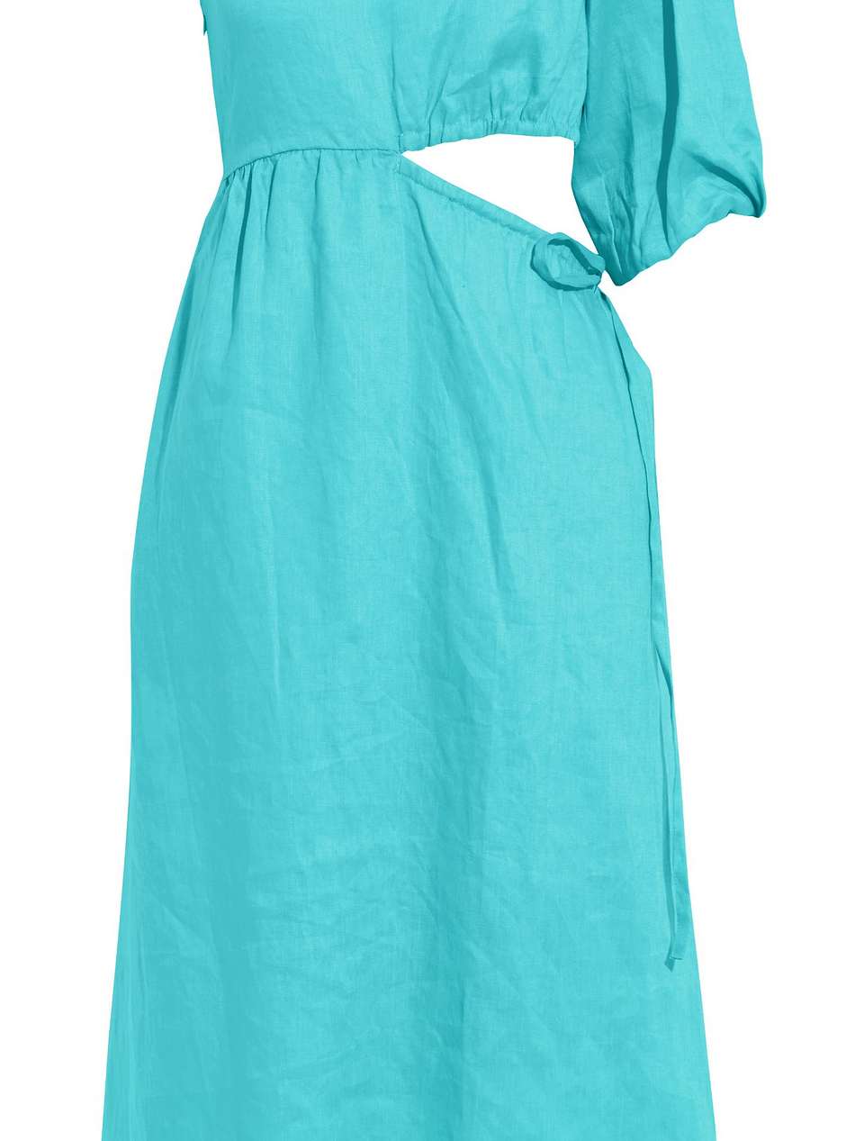 crissa one-shoulder cutout  linen midi dress