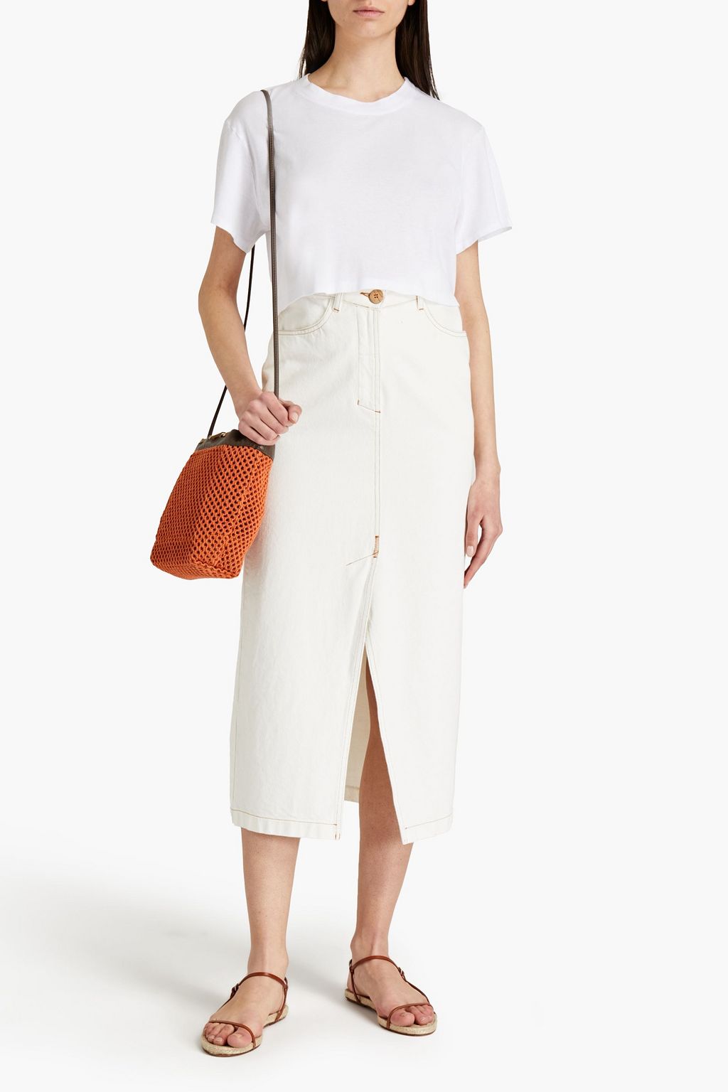 ENZA COSTA Cropped Pima cotton-jersey T-shirt