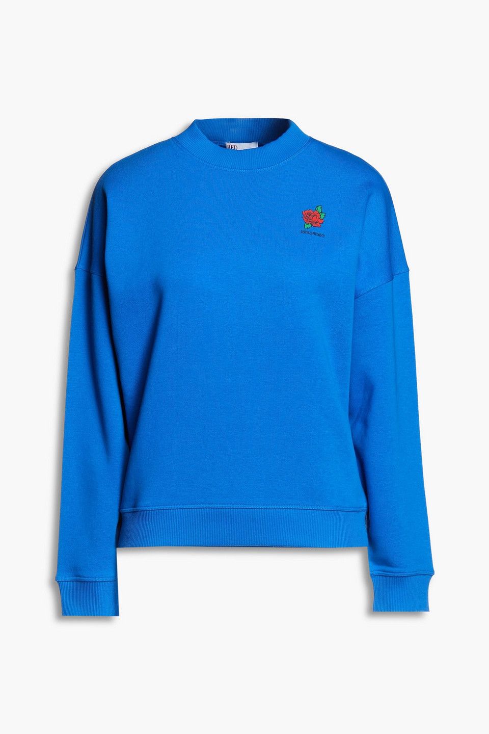 Redvalentino Woman Oversized Printed French Cotton-blend Terry Sweatshirt Cobalt Blue Size L