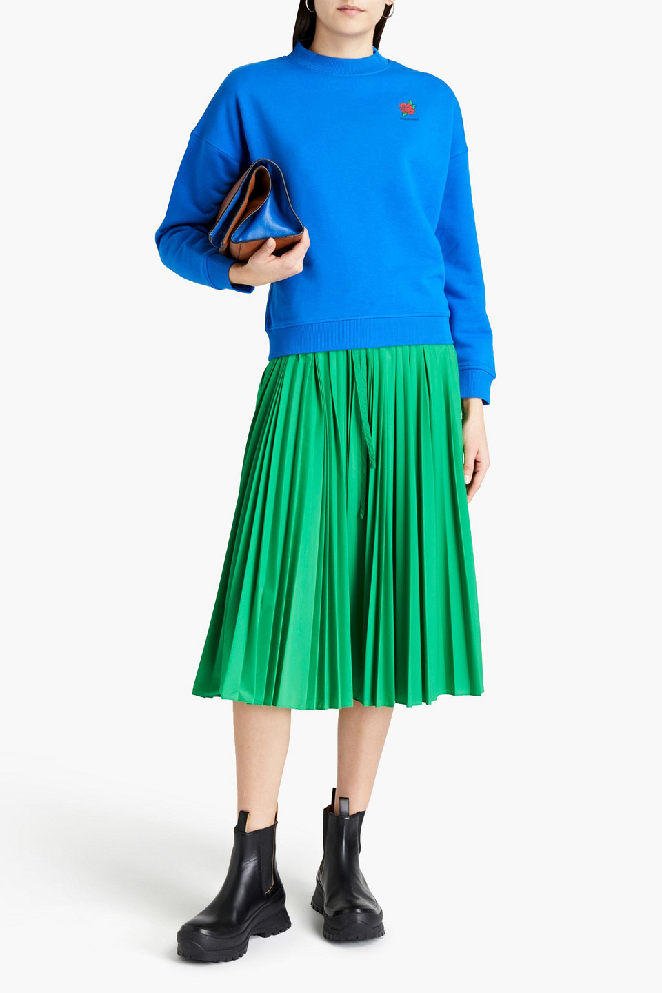 Red Valentino Oversized Printed French Cotton-blend Terry Sweatshirt In Blue