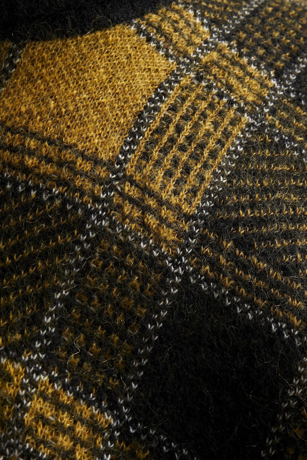REDVALENTINO Fringed checked knitted poncho