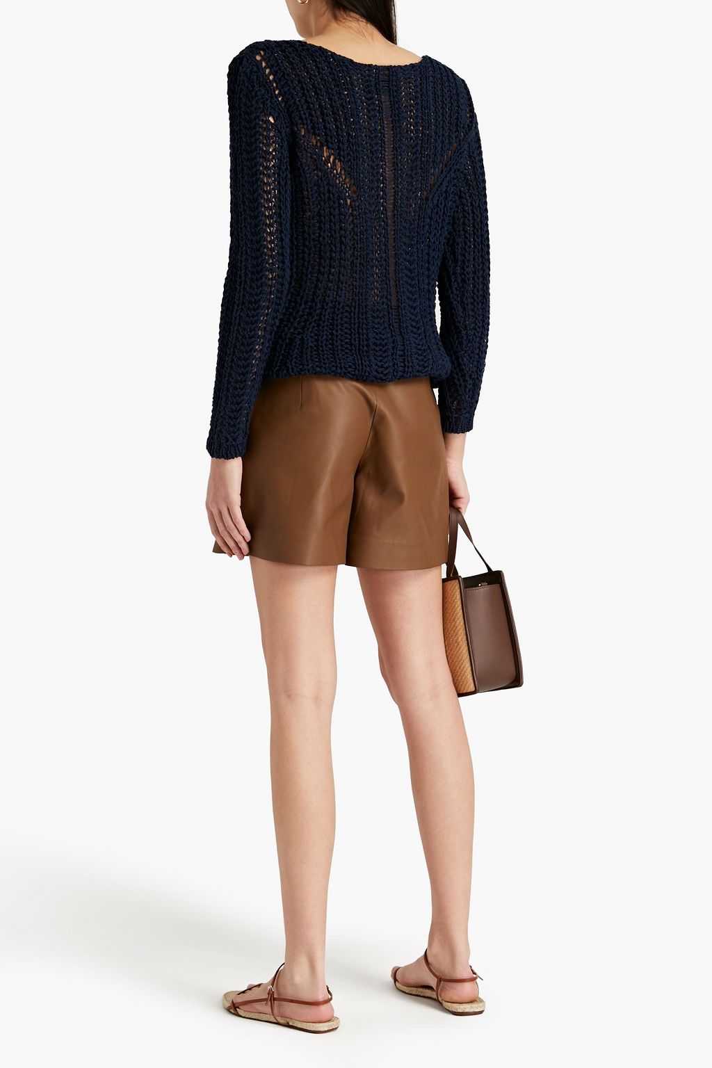 GENTRYPORTOFINO Open-knit cotton and linen-blend sweater